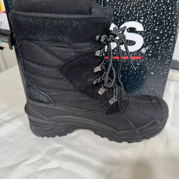 Mens Totes Briggs Black Waterproof Snow Boots, Size 9 w/ original box - Picture 7 of 11